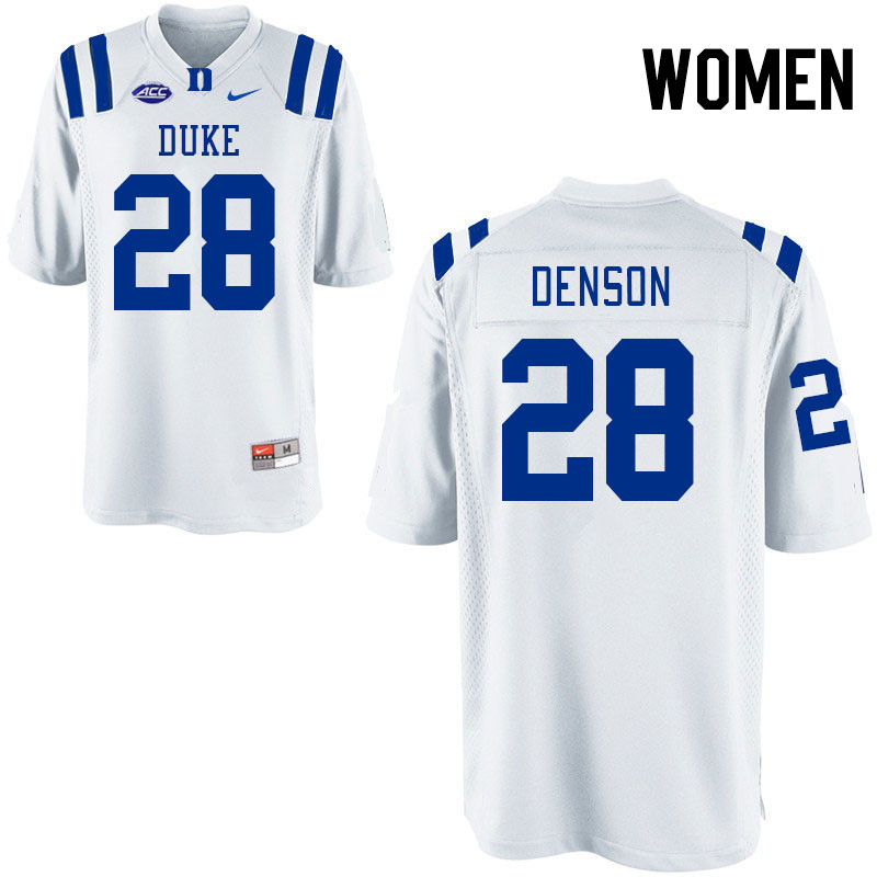 Women #28 Cole Denson Duke Blue Devils College Football Jerseys Stitched-White